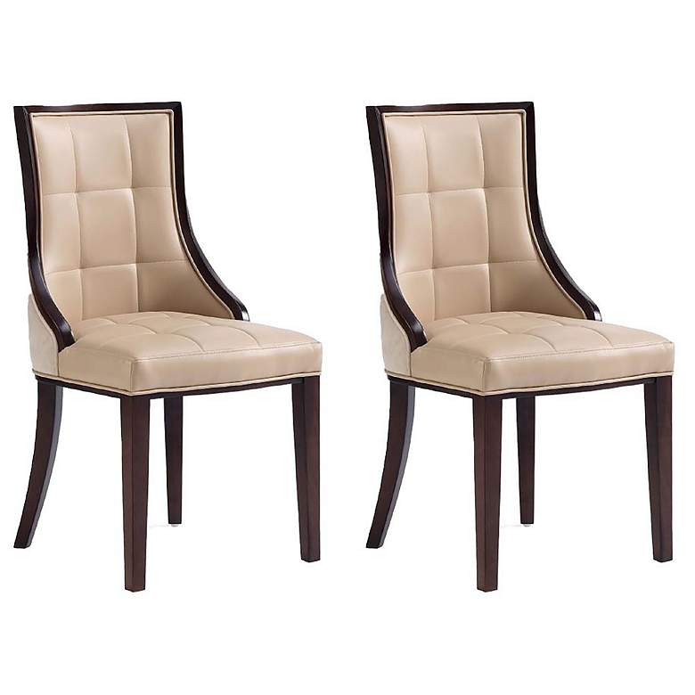 Image 1 Fifth Avenue Faux Leather Dining Chair in Tan and Walnut (Set of 2)