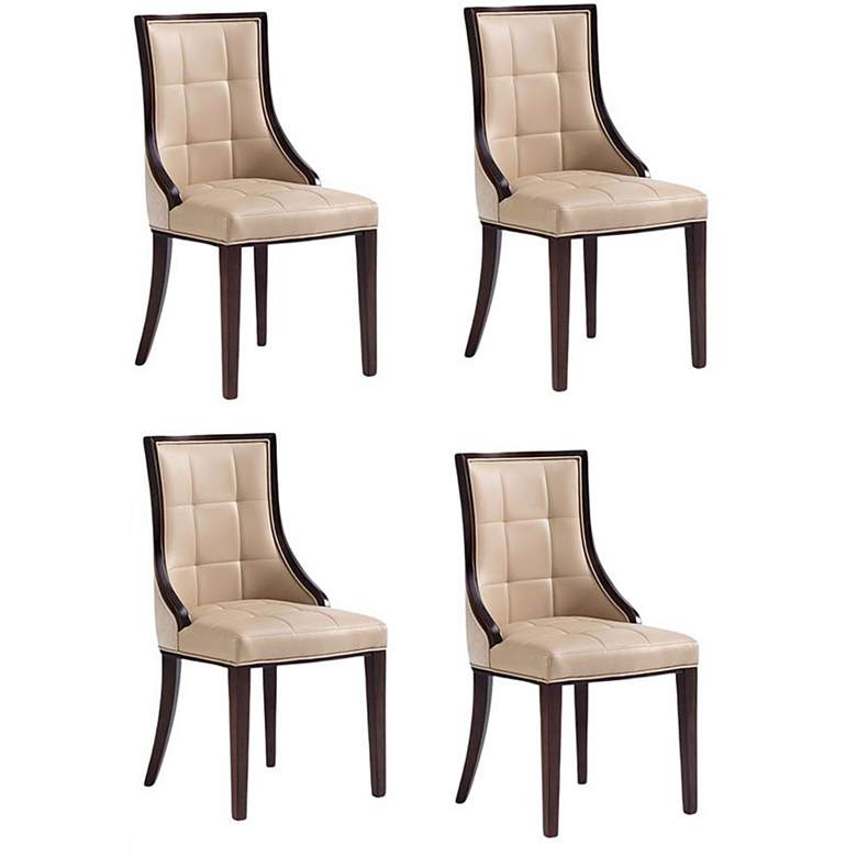 Image 1 Fifth Avenue Faux Leather Dining Chair in Tan and Walnut (Set of 4)
