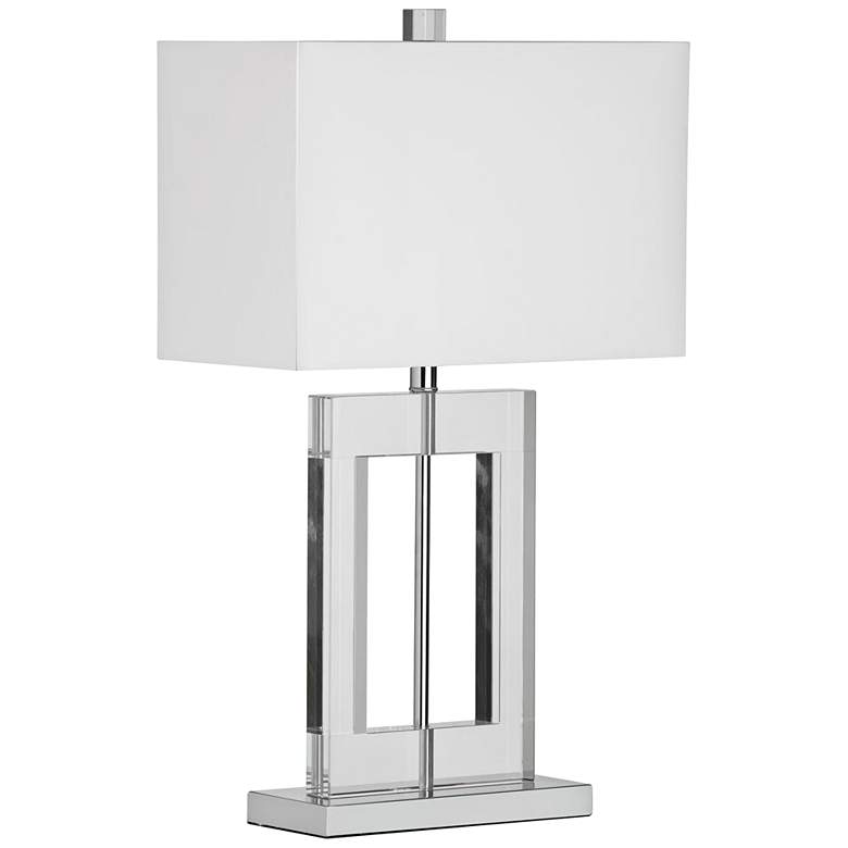 Image 1 Figure Rectangular Crystal Table Lamp with White Shade