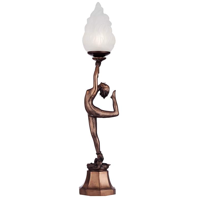 Image 1 Figurine with Flame Glass LED Accent Lamp