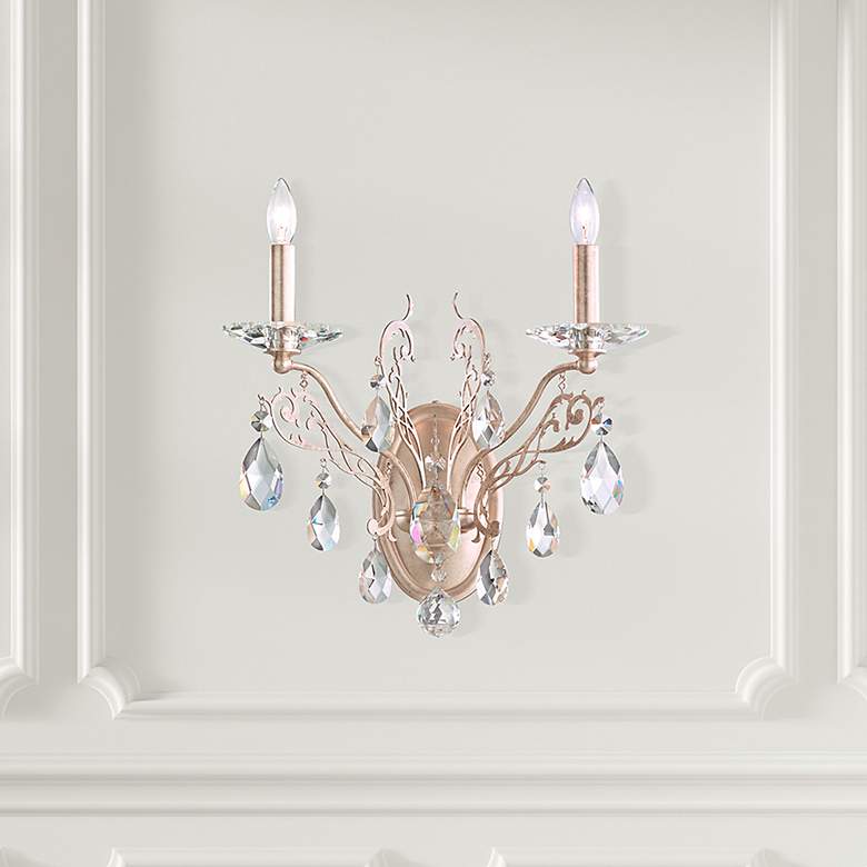 Image 1 Filigrae 16"H x 14"W 2-Light Crystal Wall Sconce in Antique Silve