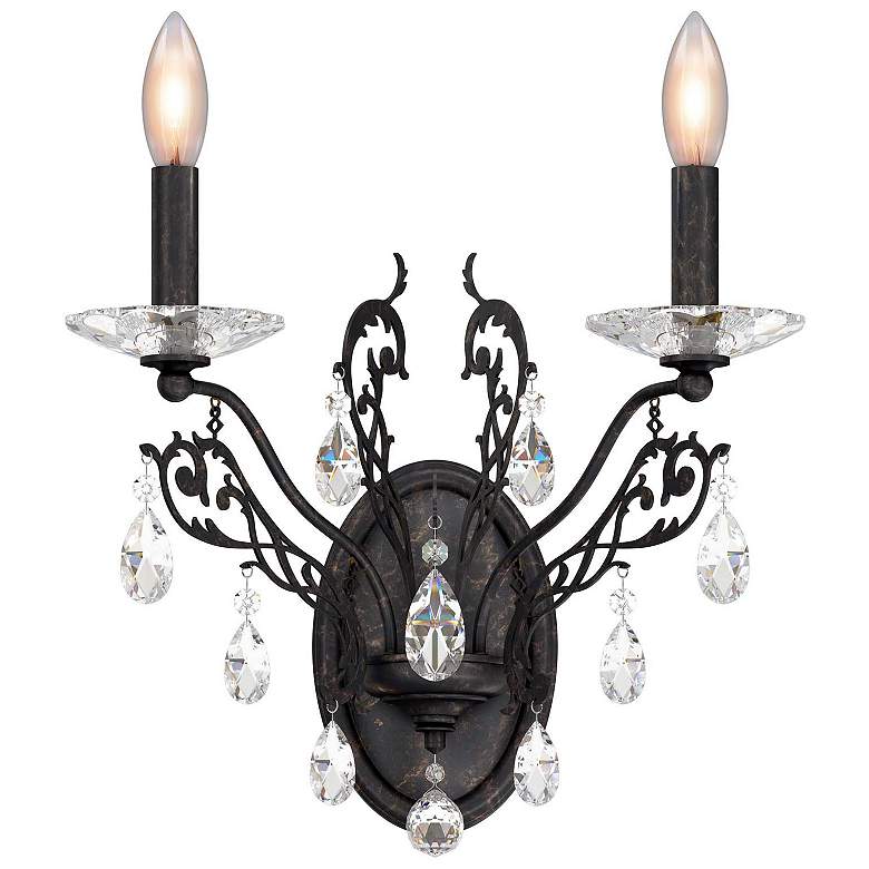 Image 1 Filigrae 16"H x 14"W 2-Light Crystal Wall Sconce in Heirloom Bron