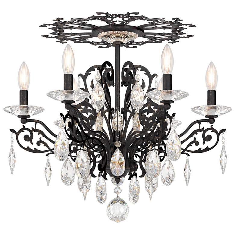 Image 1 Filigrae 18.5"H x 23"W 6-Light Crystal Semi-Flush Mount in Heirlo