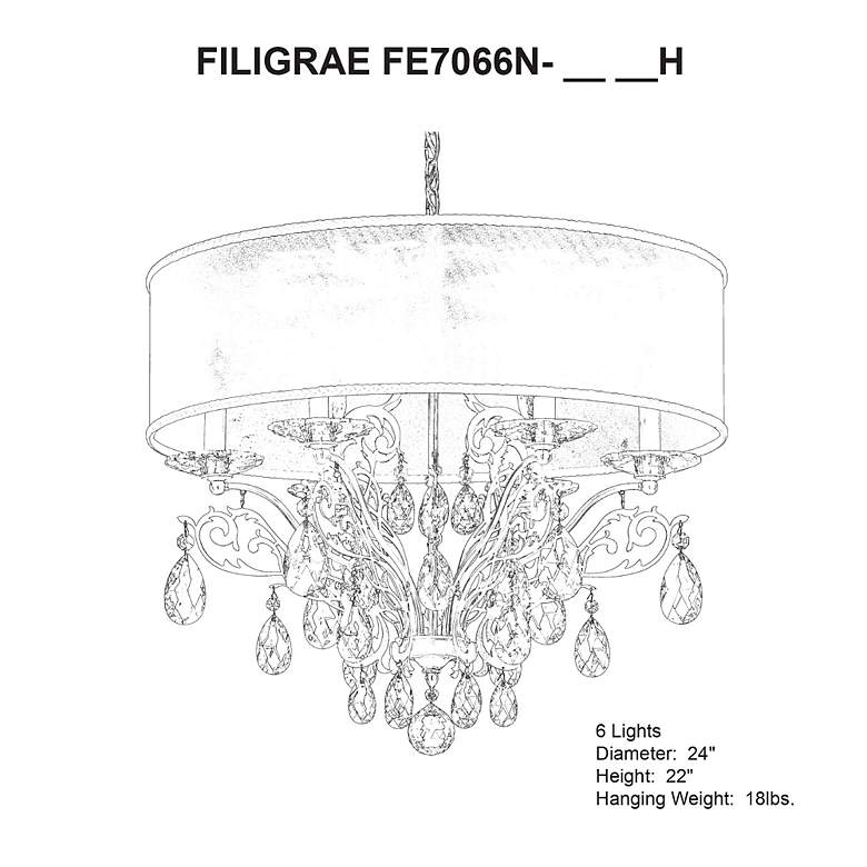Image 4 Filigrae 22"H x 24"W 6-Light Crystal Chandelier in Etruscan Gold more views
