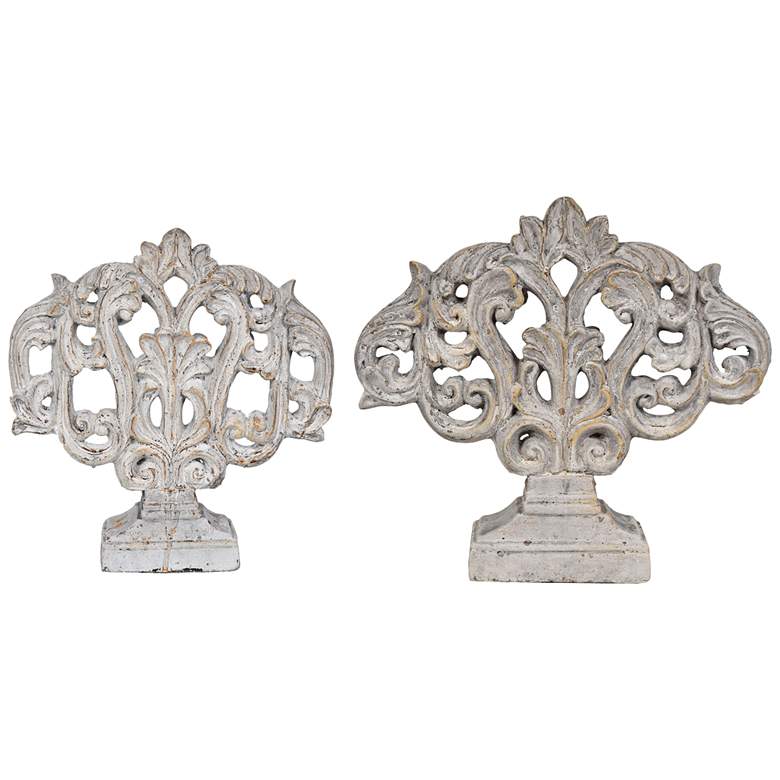 Image 1 Filigree Rustic White Gray Statue Set of 2