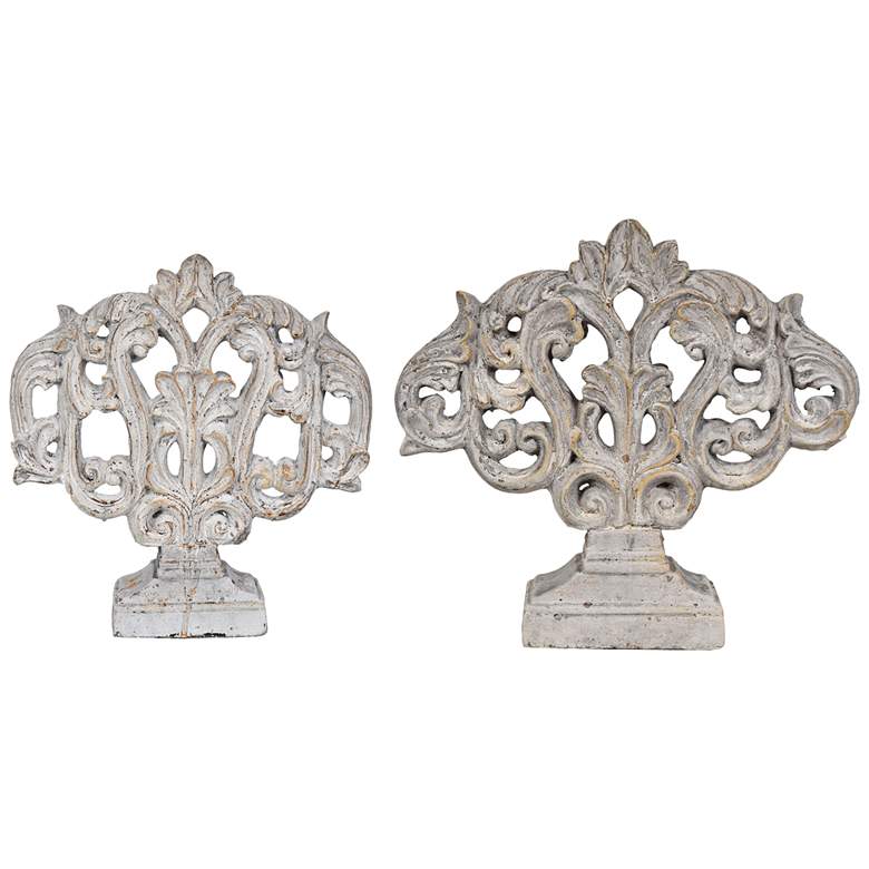 Image 1 Filigree Rustic White Gray Statue Set of 2