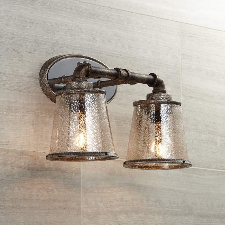 Image 1 Fillmore 14 1/4" Wide Industrial Rust 2-Light Bath Light