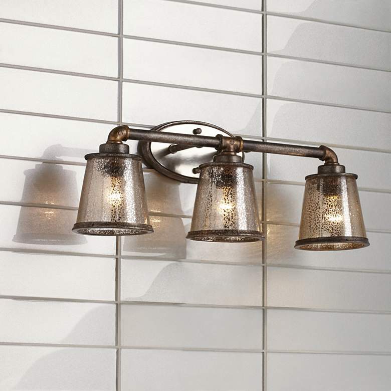 Image 1 Fillmore 23 1/4" Wide Industrial Rust 3-Light Bath Fixture