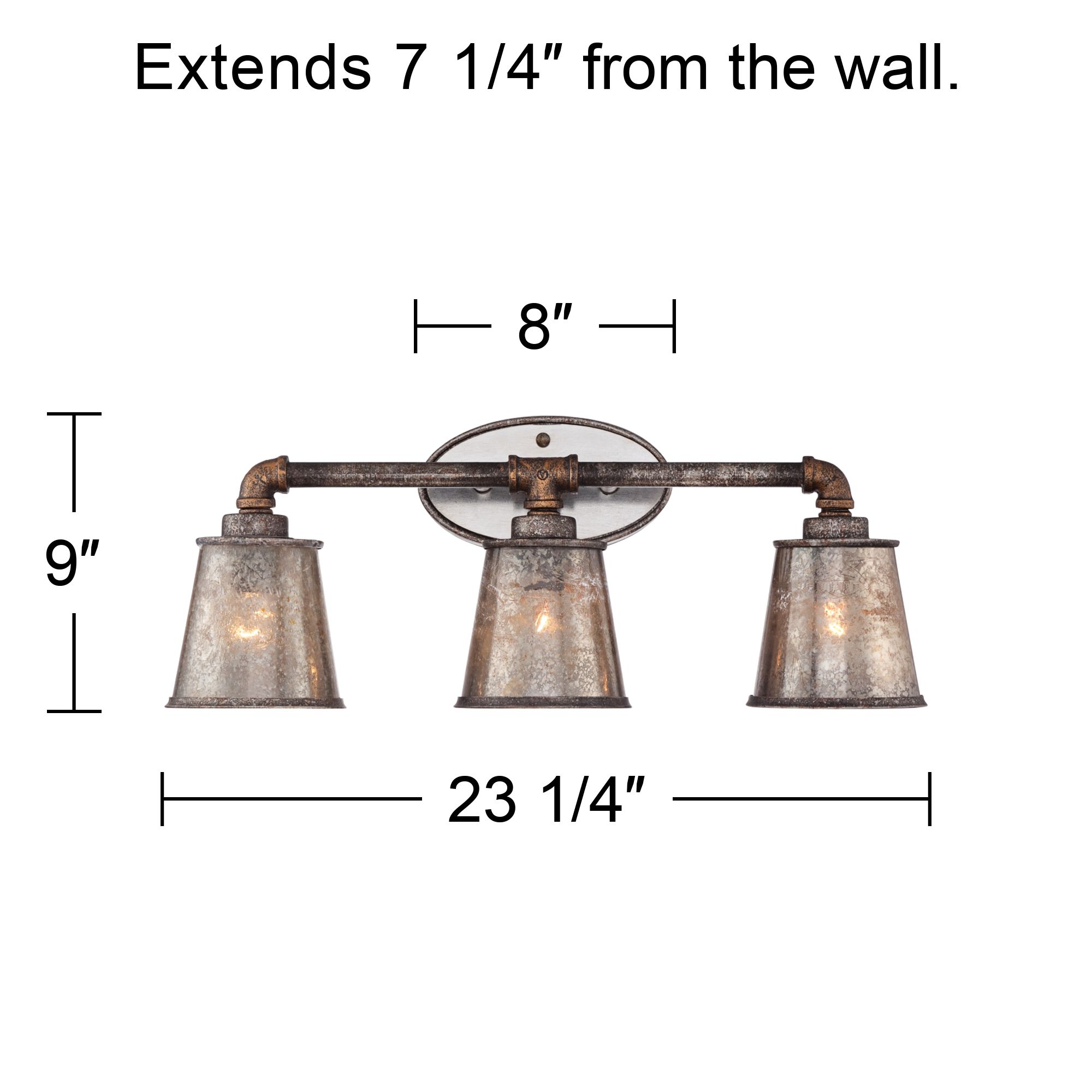 Fillmore 23 1/4" Wide Industrial Rust 3Light Bath Fixture 4M501