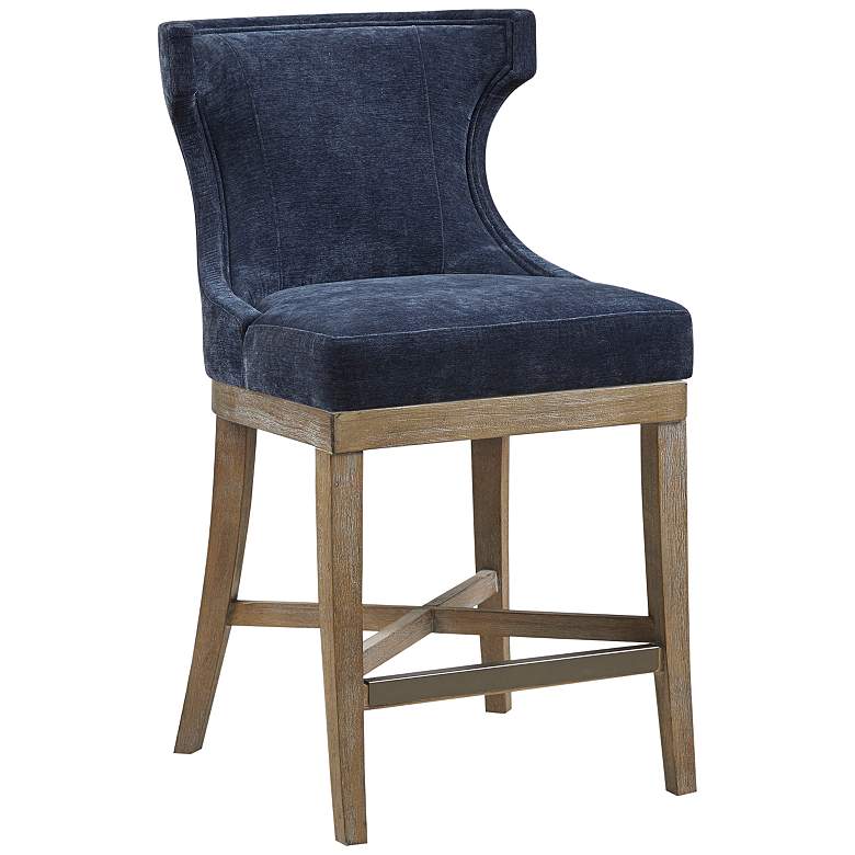 Image 2 Fillmore 25 1/4 inch Navy Fabric Swivel Counter Stool