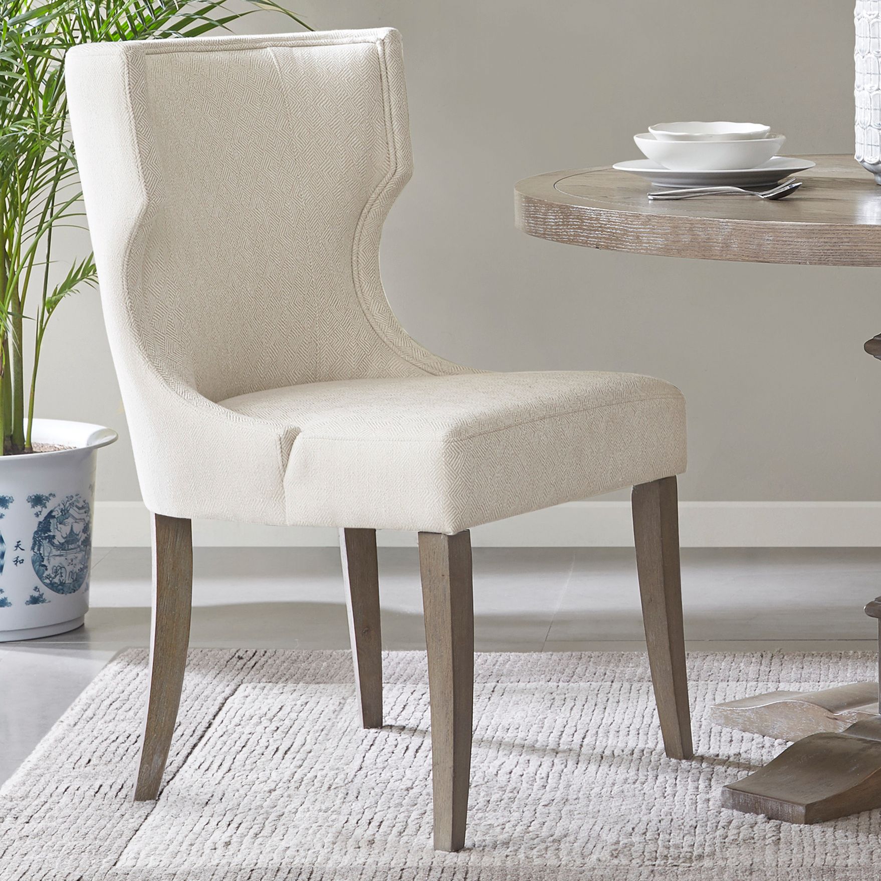 Cream linen dining chairs hot sale