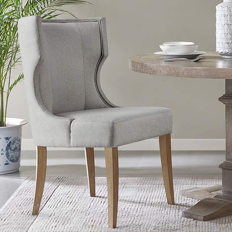 Image 1 Fillmore Light Gray Fabric Wingback Dining Chair