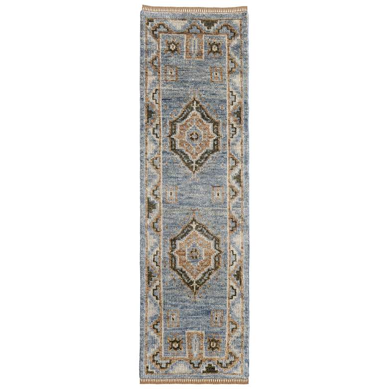 Image 1 Fillmore Medallion Hand Knotted Blue Area Rug 2'-6" x 8'