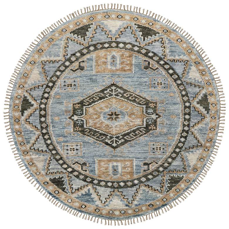 Image 1 Fillmore Medallion Hand Knotted Blue Area Rug 8' x 8' Round