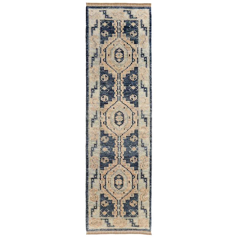 Image 1 Fillmore Traditional Diamond Hand Knotted Blue Area Rug 6943F