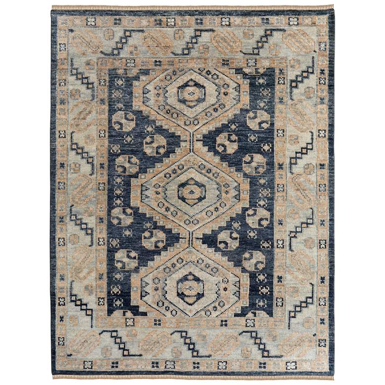 Image 1 Fillmore Traditional Diamond Hand Knotted Blue Area Rug 6943F