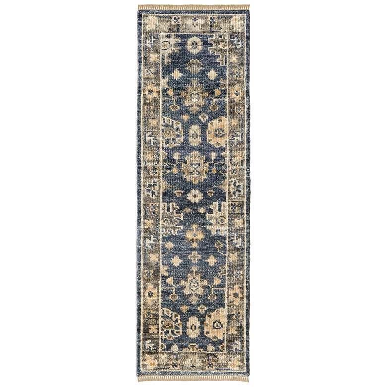 Image 1 Fillmore Traditional Floral & Botanical Hand Knotted Blue Area Rug 6954F