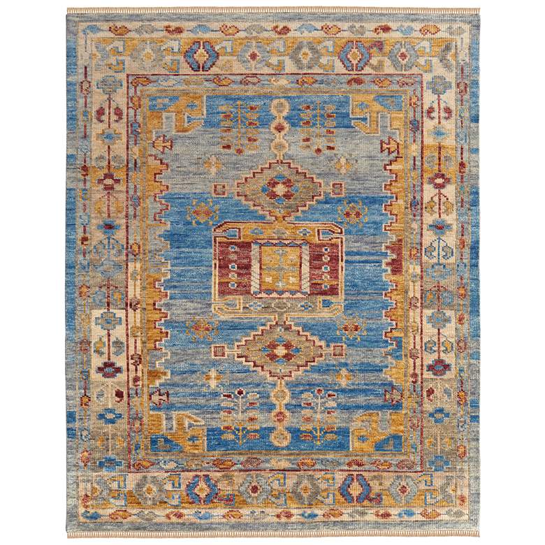 Image 1 Fillmore Traditional Geometric Hand Knotted Blue Area Rug 6944F