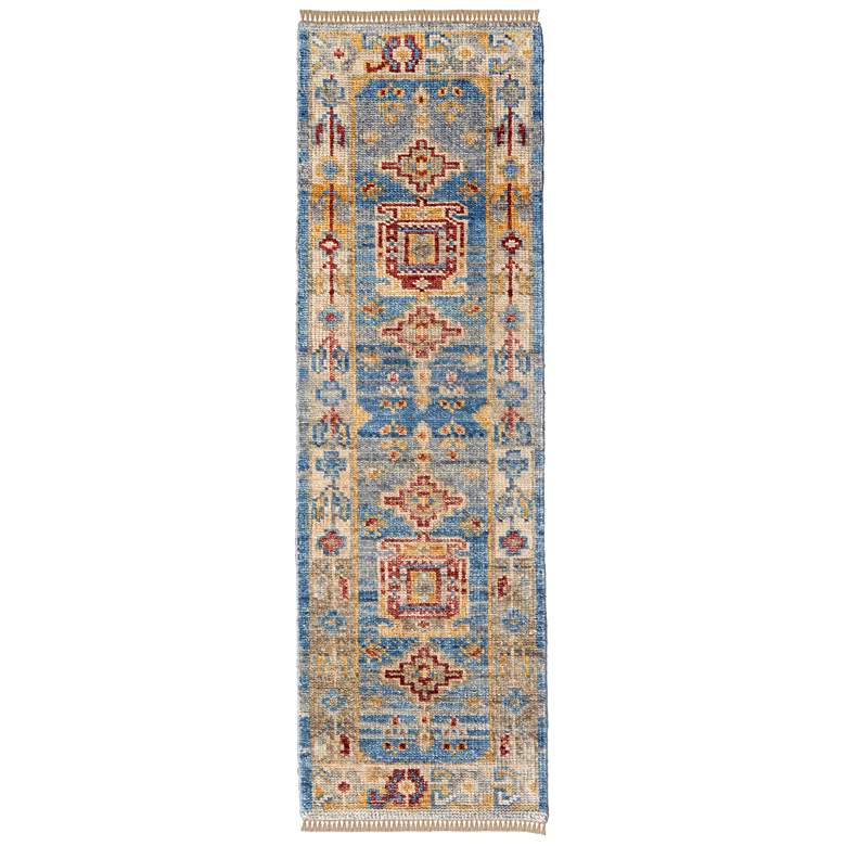 Image 1 Fillmore Traditional Geometric Hand Knotted Blue Area Rug 6944F