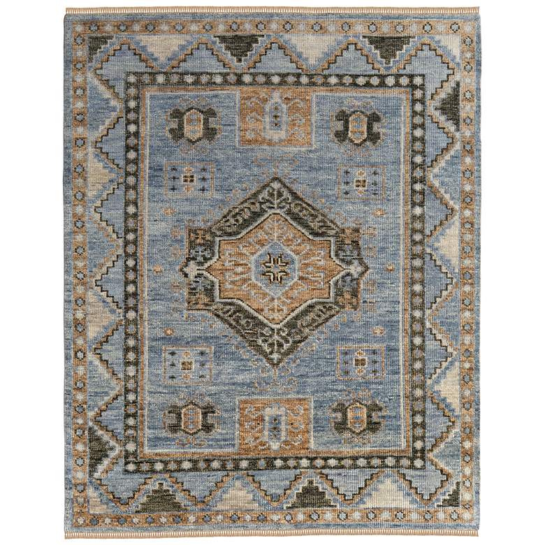 Image 1 Fillmore Traditional Medallion Hand Knotted Blue Area Rug 6935F