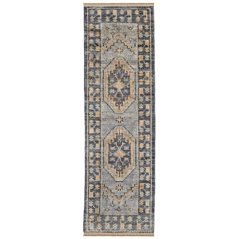 Image 1 Fillmore Transitional Medallion Hand Knotted Blue Area Rug 6941F