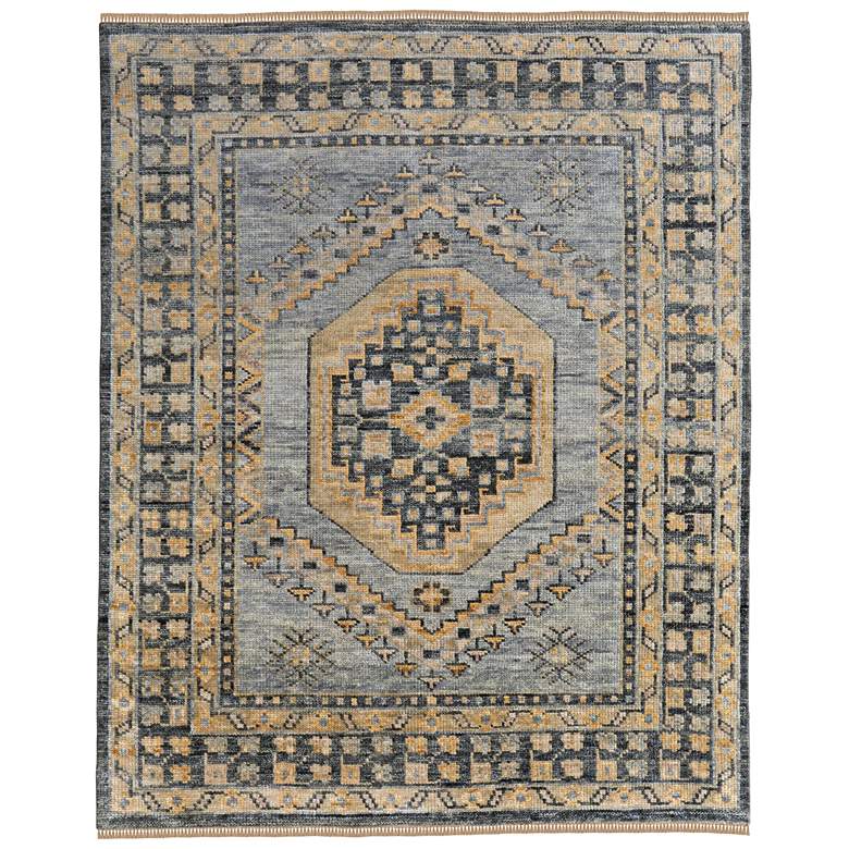 Image 1 Fillmore Transitional Medallion Hand Knotted Blue Area Rug 6941F