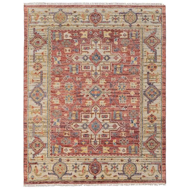 Image 1 Fillmore Transitional Medallion Hand Knotted Red Area Rug 69CKF