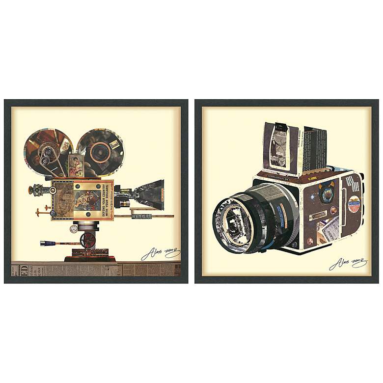 Image 2 Film Projector and SLR Camera 25" High 2-Piece Wall Art Set