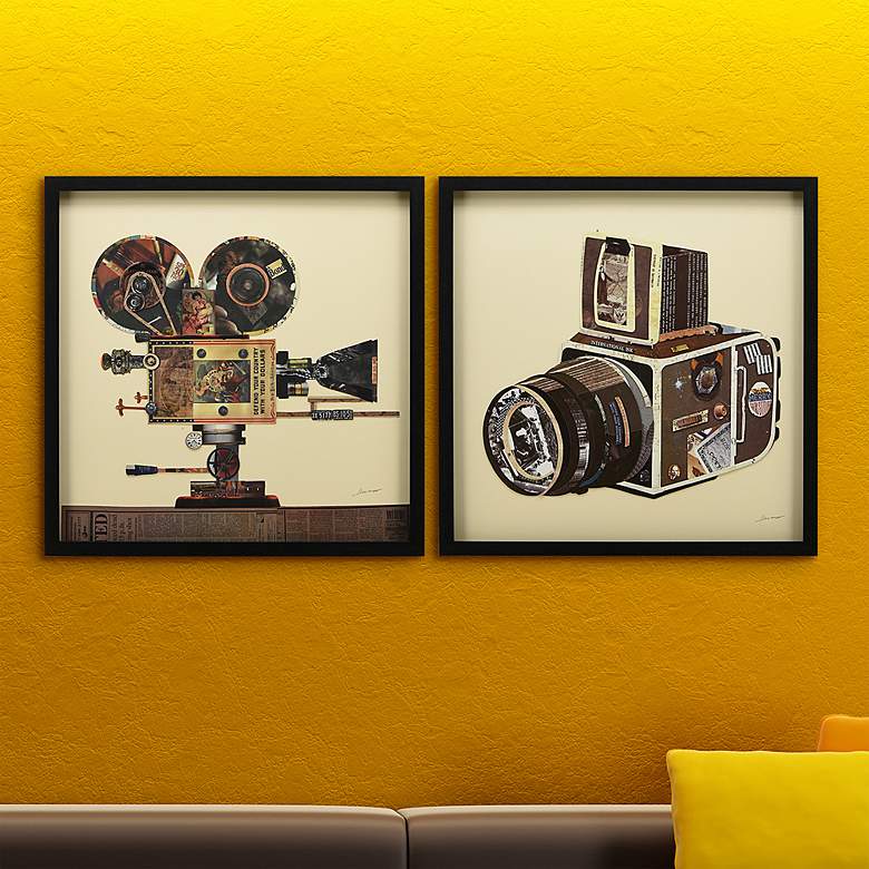 Image 1 Film Projector and SLR Camera 25" High 2-Piece Wall Art Set