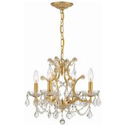 Filmore 17 1/2" Wide Antique Gold Crystal 4-Light Chandelier