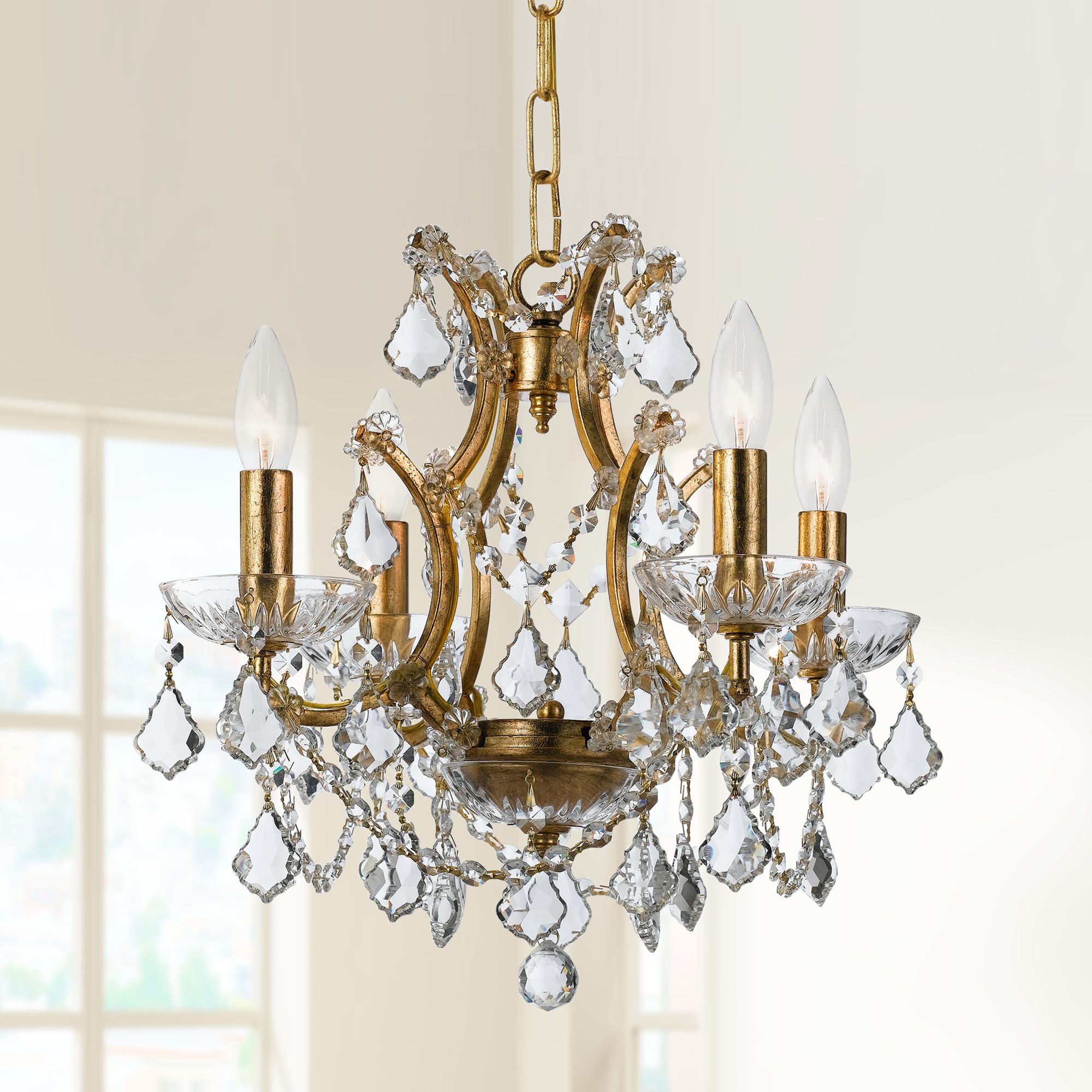 antique gold and crystal chandelier