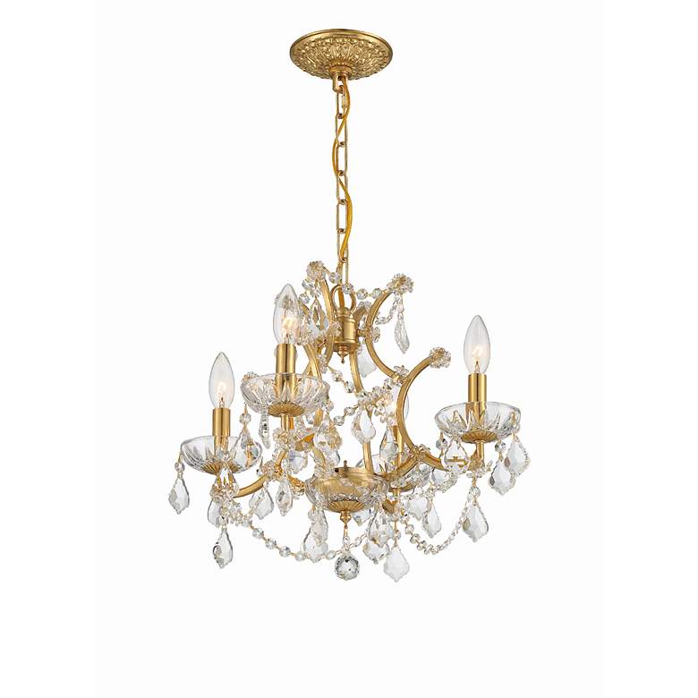 Image 3 Filmore 17 1/2 inch Wide Antique Gold Crystal 4-Light Chandelier more views