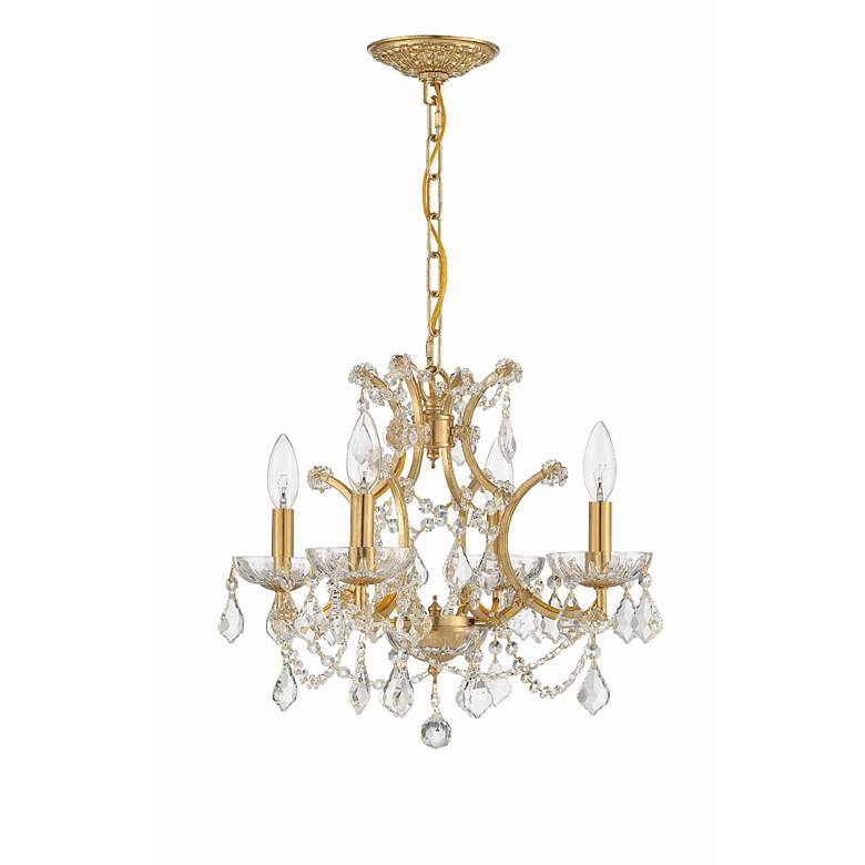 Image 4 Filmore 17 1/2" Wide Antique Gold Crystal 4-Light Chandelier more views