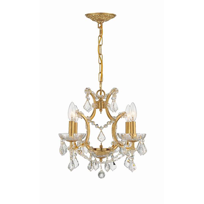 Image 5 Filmore 17 1/2" Wide Antique Gold Crystal 4-Light Chandelier more views