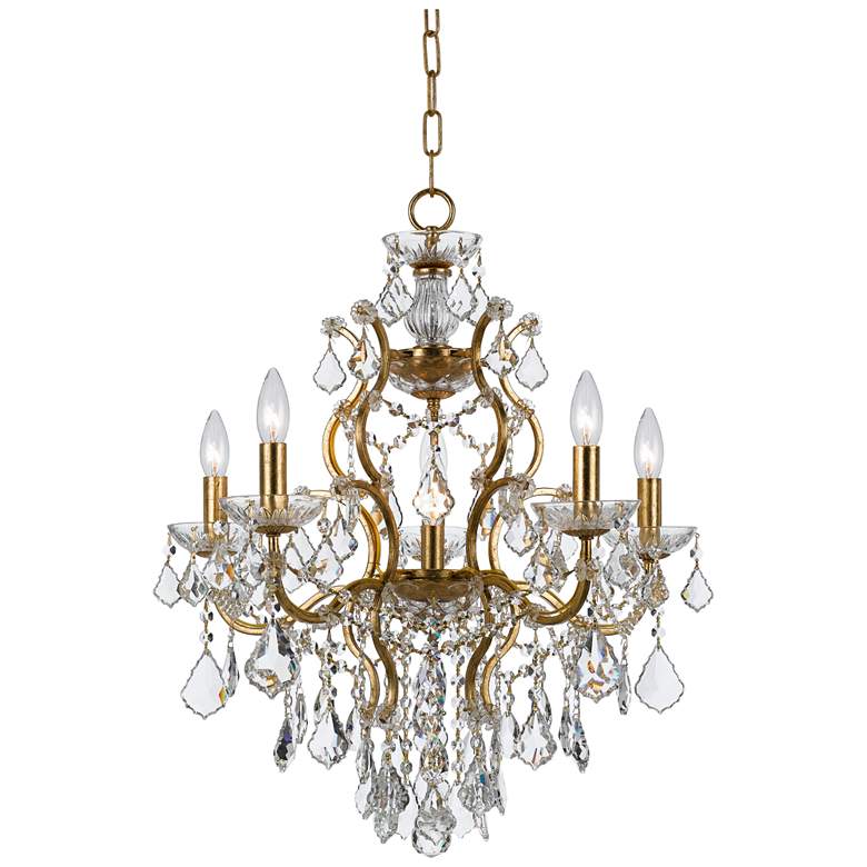 Filmore 23&quot; Wide Antique Gold 6-Light Traditional Crystal Chandelier