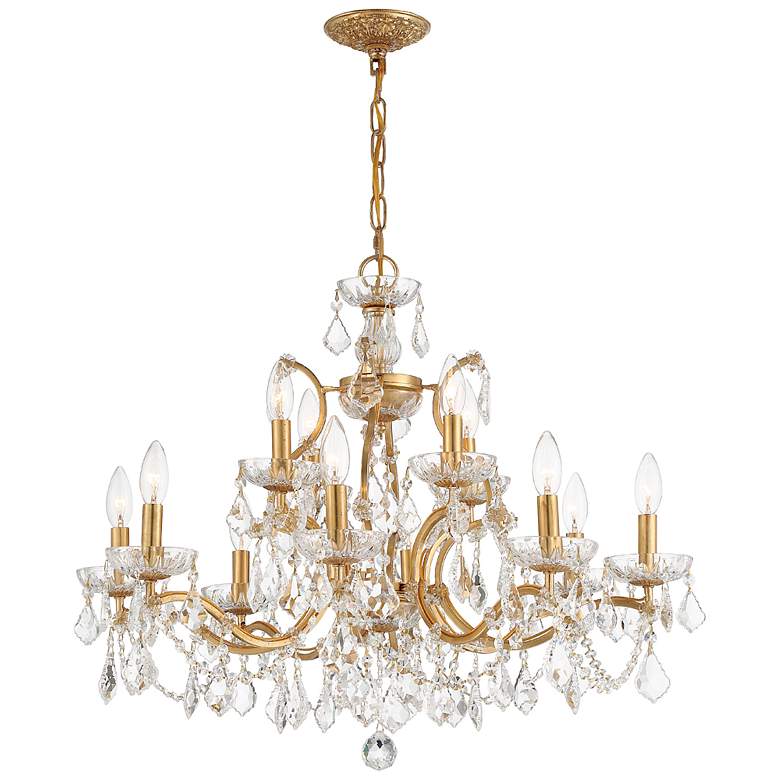 Image 2 Filmore 29" Wide Antique Gold Crystal 12-Light Chandelier