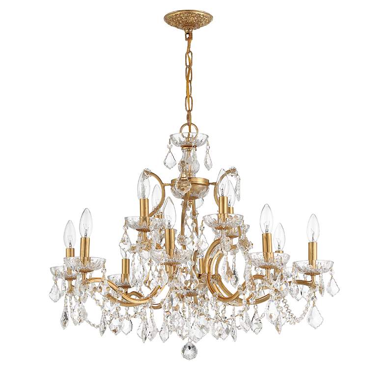 Image 3 Filmore 29" Wide Antique Gold Crystal 12-Light Chandelier more views
