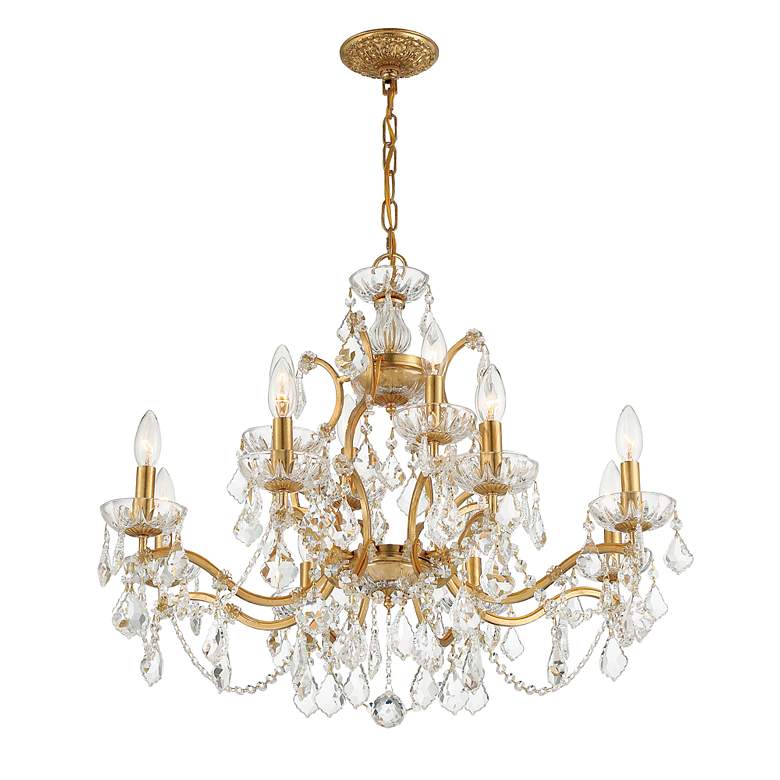 Image 4 Filmore 29" Wide Antique Gold Crystal 12-Light Chandelier more views