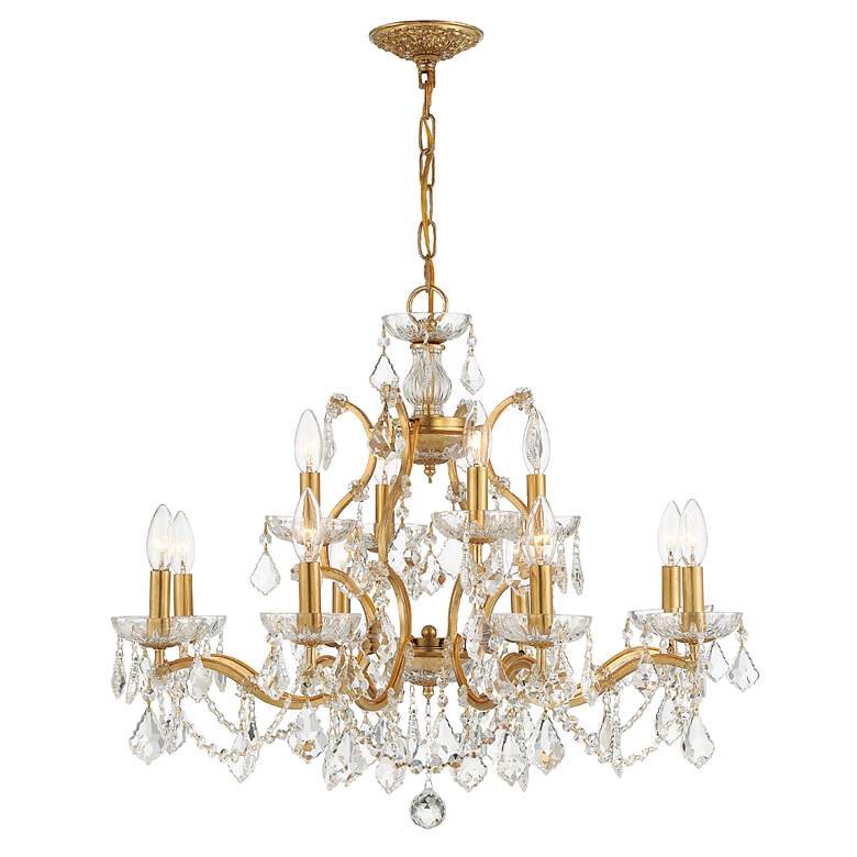 Image 5 Filmore 29" Wide Antique Gold Crystal 12-Light Chandelier more views