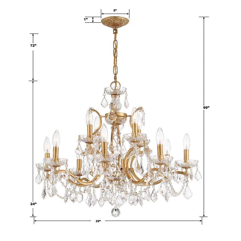 Image 6 Filmore 29" Wide Antique Gold Crystal 12-Light Chandelier more views