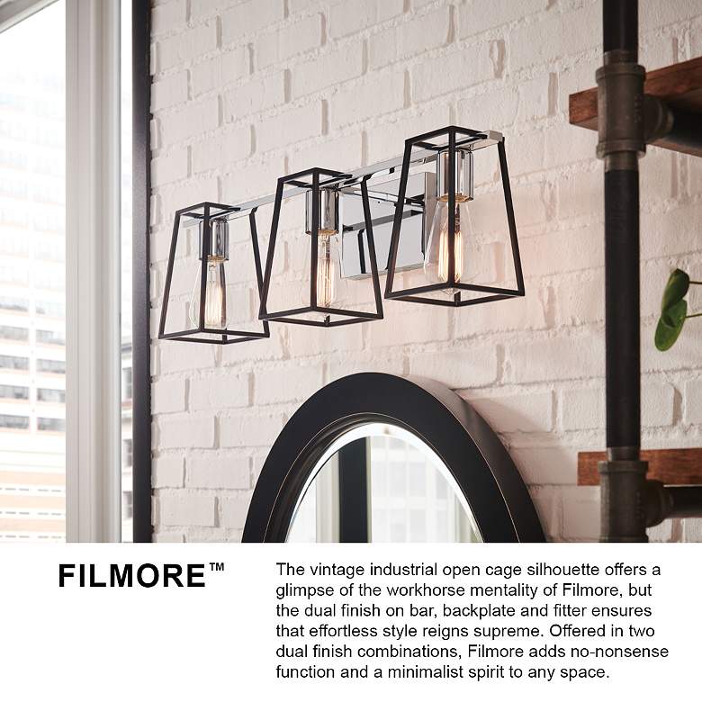 Image 7 Filmore 33 1/2"W Chrome and Satin Black 4-Light Bath Light more views