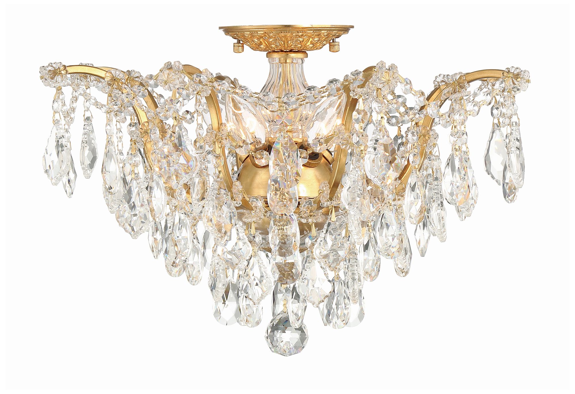 Image 2 Filmore 5 Light Spectra Crystal Antique Gold Flush Mount more views