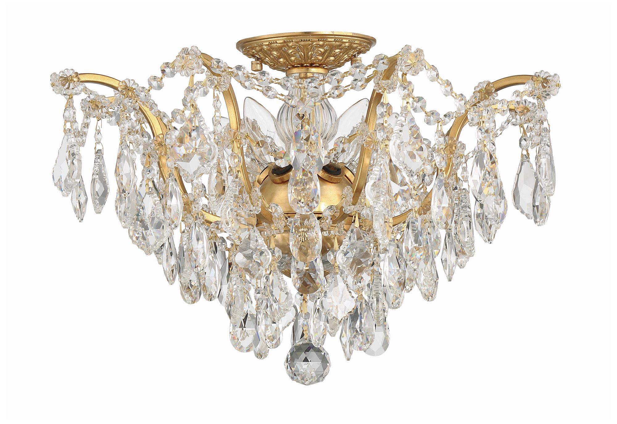 Image 3 Filmore 5 Light Spectra Crystal Antique Gold Flush Mount more views
