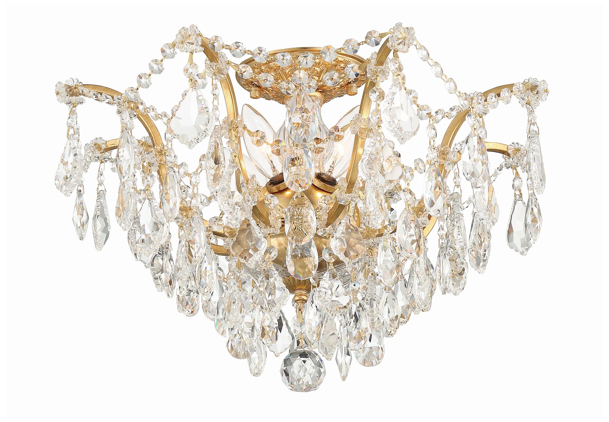 Image 4 Filmore 5 Light Spectra Crystal Antique Gold Flush Mount more views