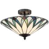 Filton 18&quot; Wide Blue Tiffany Style Ceiling Light