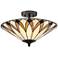 Filton 18" Wide Yellow Tiffany Style Ceiling Light