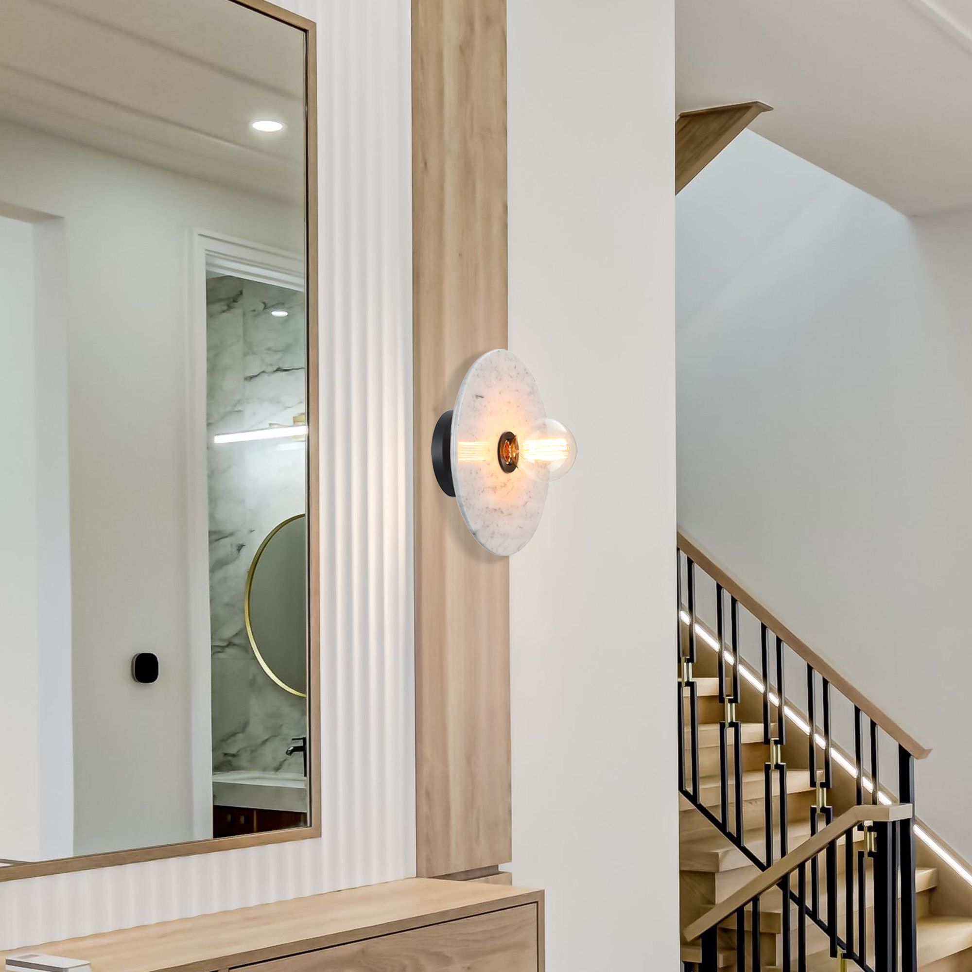 Image 3 Fina 12 in. 1-Light Matte Black Indoor Wall Sconce Light more views