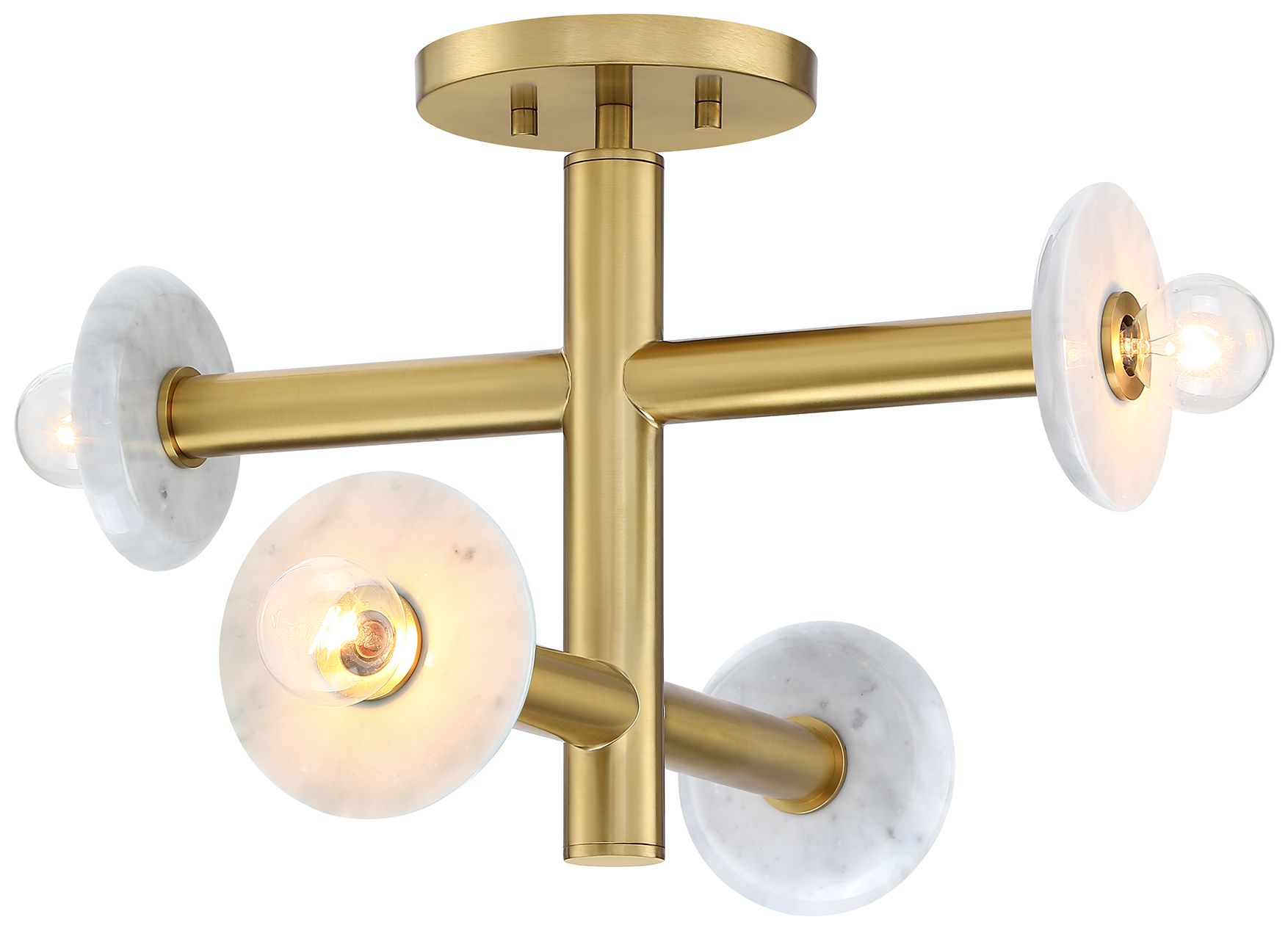 Image 3 Fina 16 in. 4-Light Brushed Gold Modern Semi Flush Mount more views