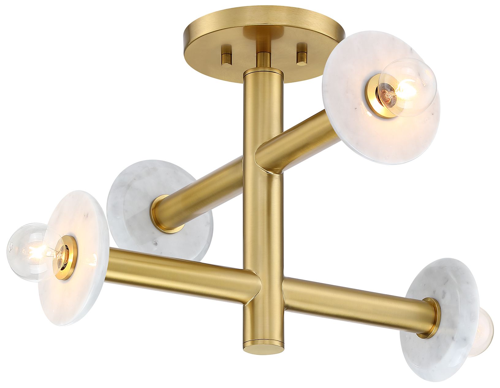 Image 6 Fina 16 in. 4-Light Brushed Gold Modern Semi Flush Mount more views