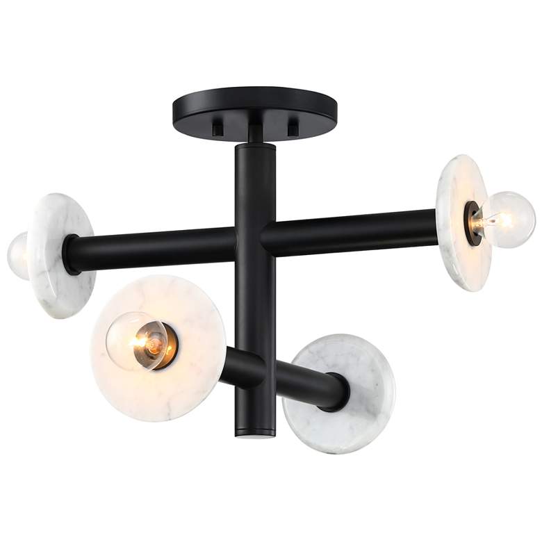 Image 1 Fina 16 in. 4-Light Matte Black Modern Semi Flush Mount